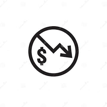 Dollar Decrease Icon. Money Symbol with Arrow Stretching Rising Drop ...
