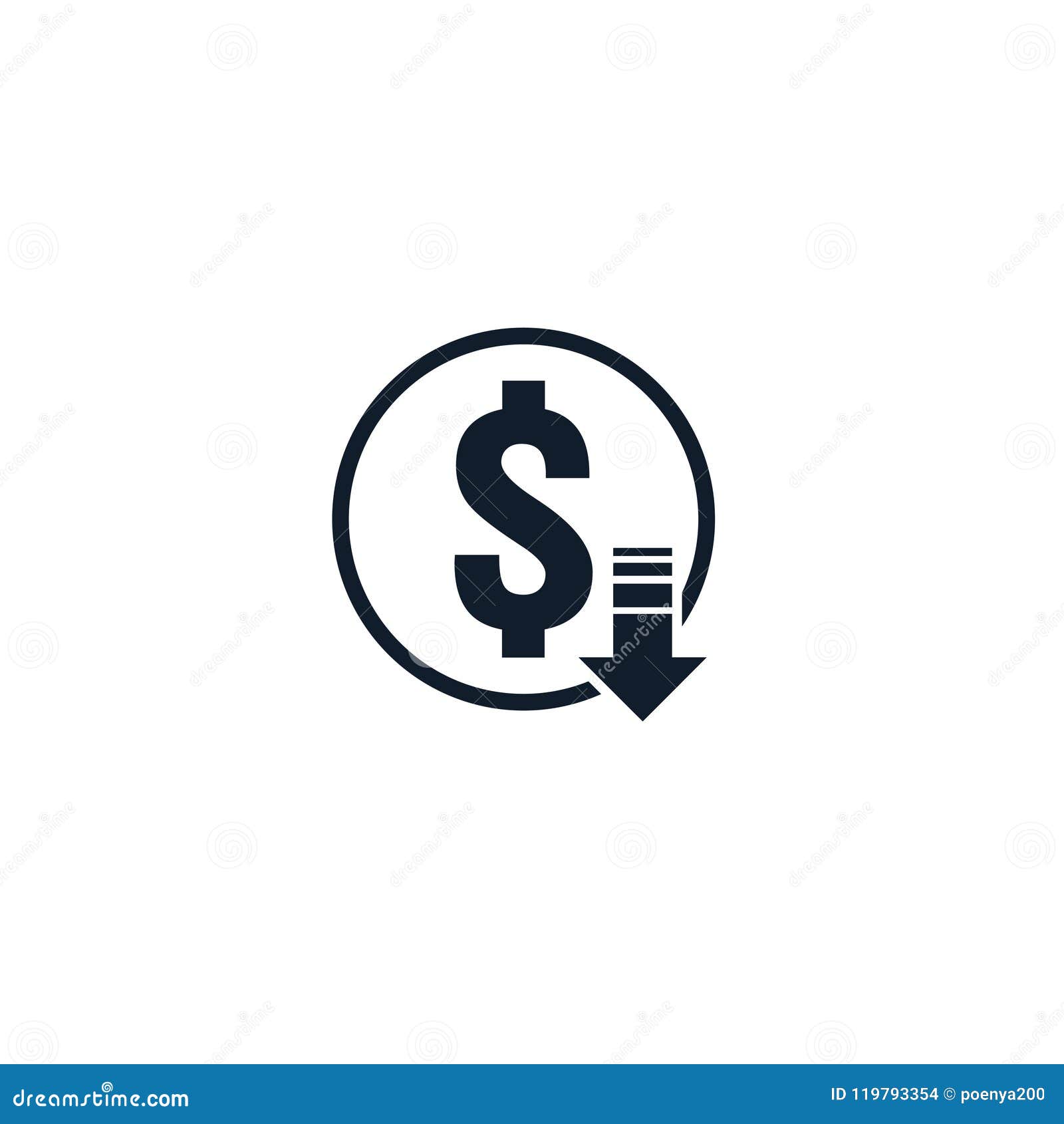 Dollar Decrease Icon. Money Symbol with Arrow Stretching Rising Drop ...
