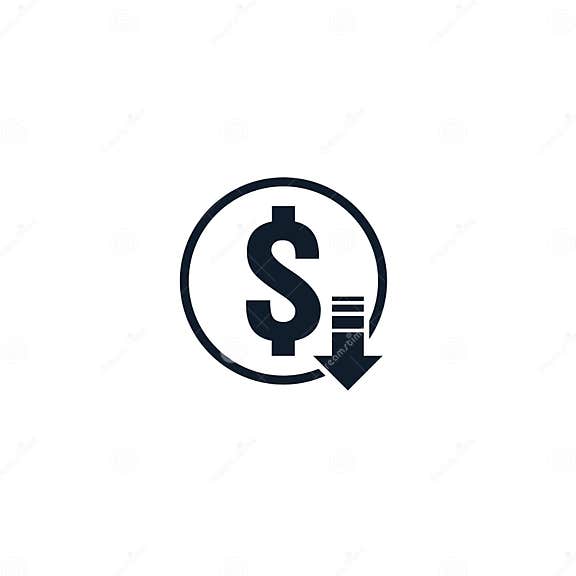 Dollar Decrease Icon. Money Symbol with Arrow Stretching Rising Drop ...