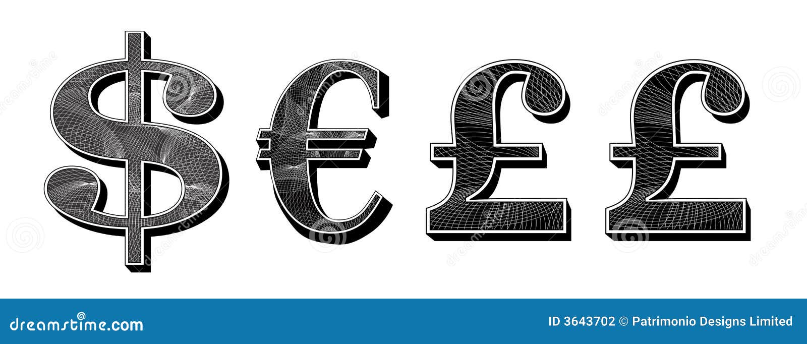 Dollar Euro and Pound Currency Stock Illustration - Illustration of