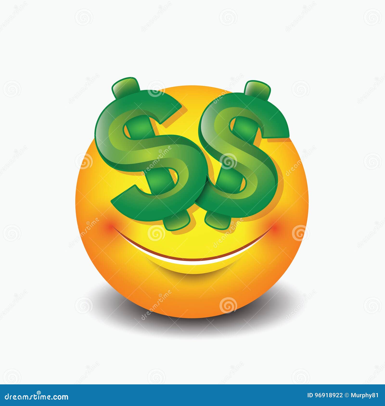 Dollar Eyes Emoticon, Emoji, Smiley - Vector Illustration Stock Vector