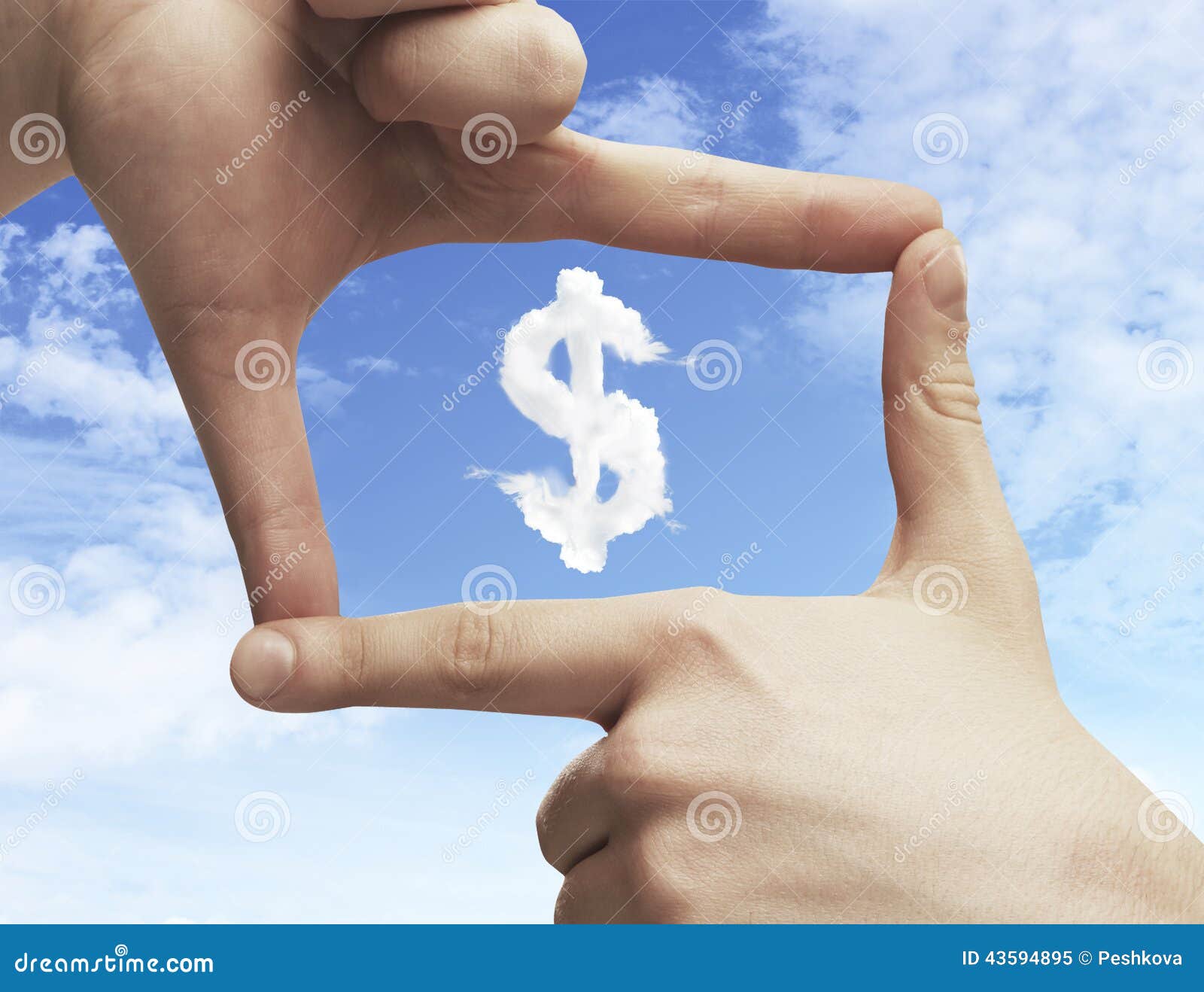 Frame of the human hand and dollar