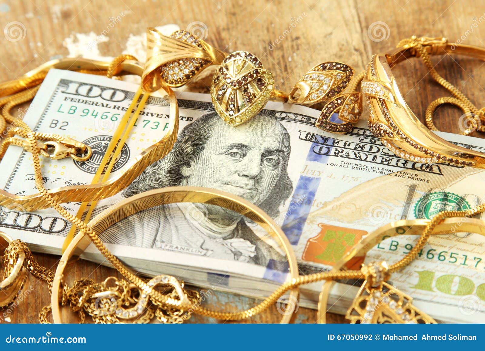 Dollar Bills or Money with Gold Stock Photo - Image of american, arab ...