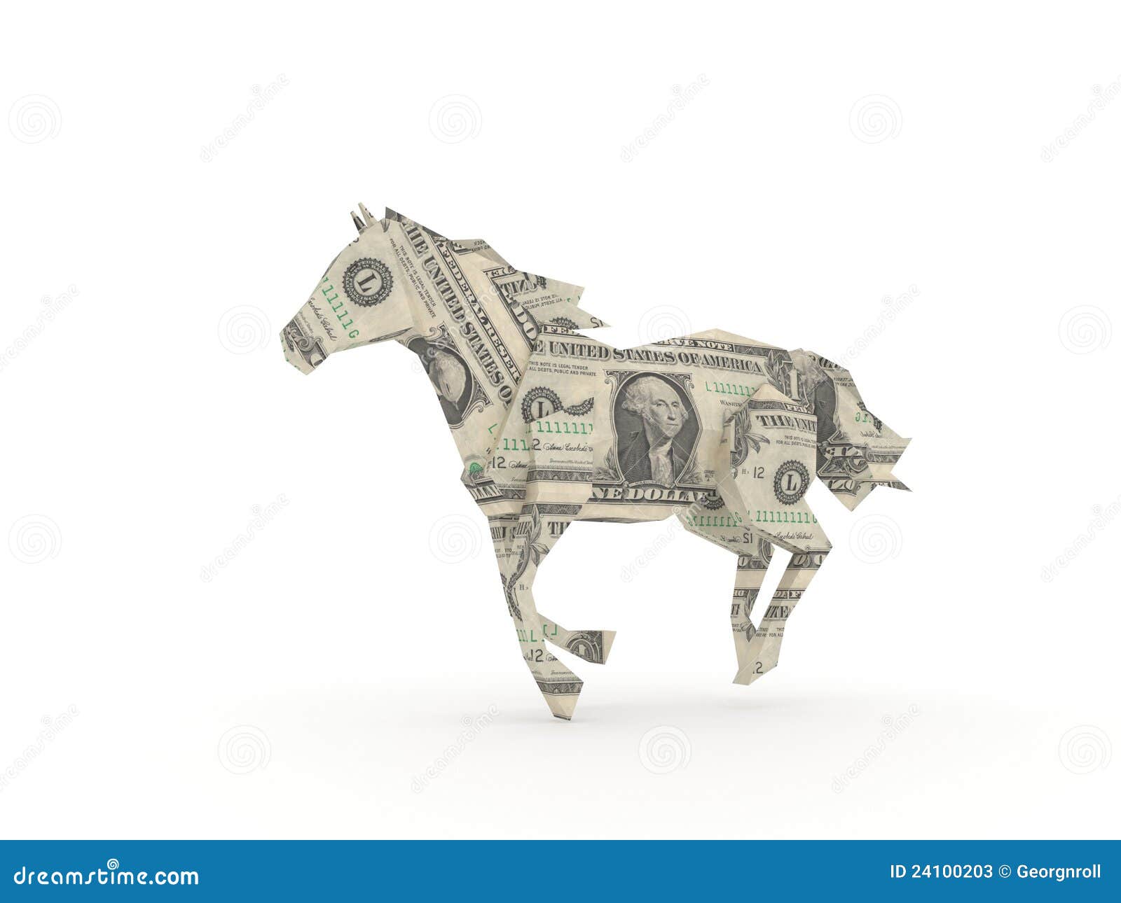 Dollar horse stock illustration. Illustration of origami 24100203