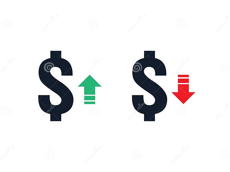 Dollar Increase Decrease Icon. Money Symbol with Arrow Stretching ...