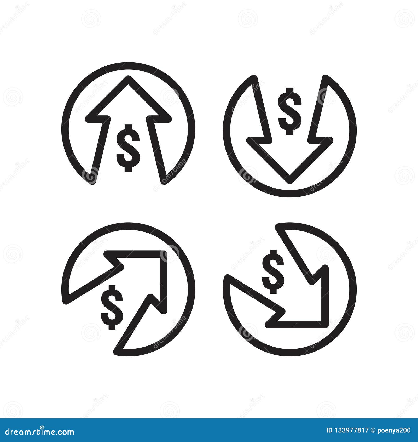 Dollar Increase Decrease Icon. Money Symbol with Arrow Stretching ...