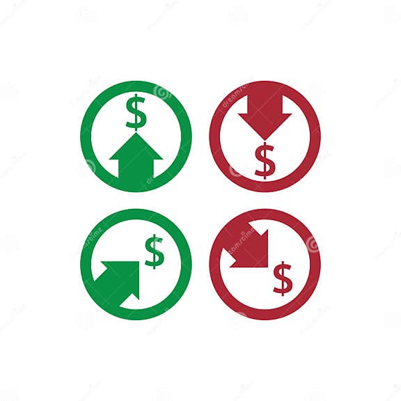 Dollar Increase Decrease Icon. Money Symbol with Arrow Stretching ...