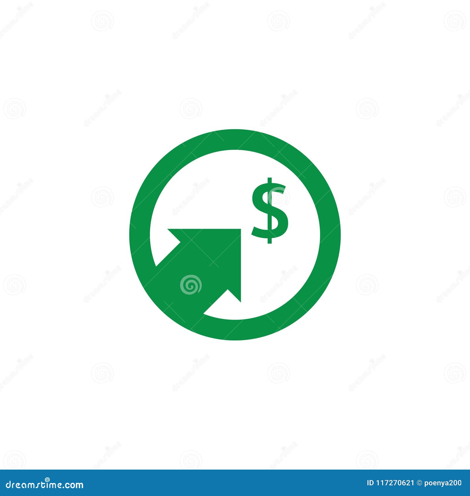 Dollar Increase Icon. Money Symbol with Arrow Stretching Rising Up ...