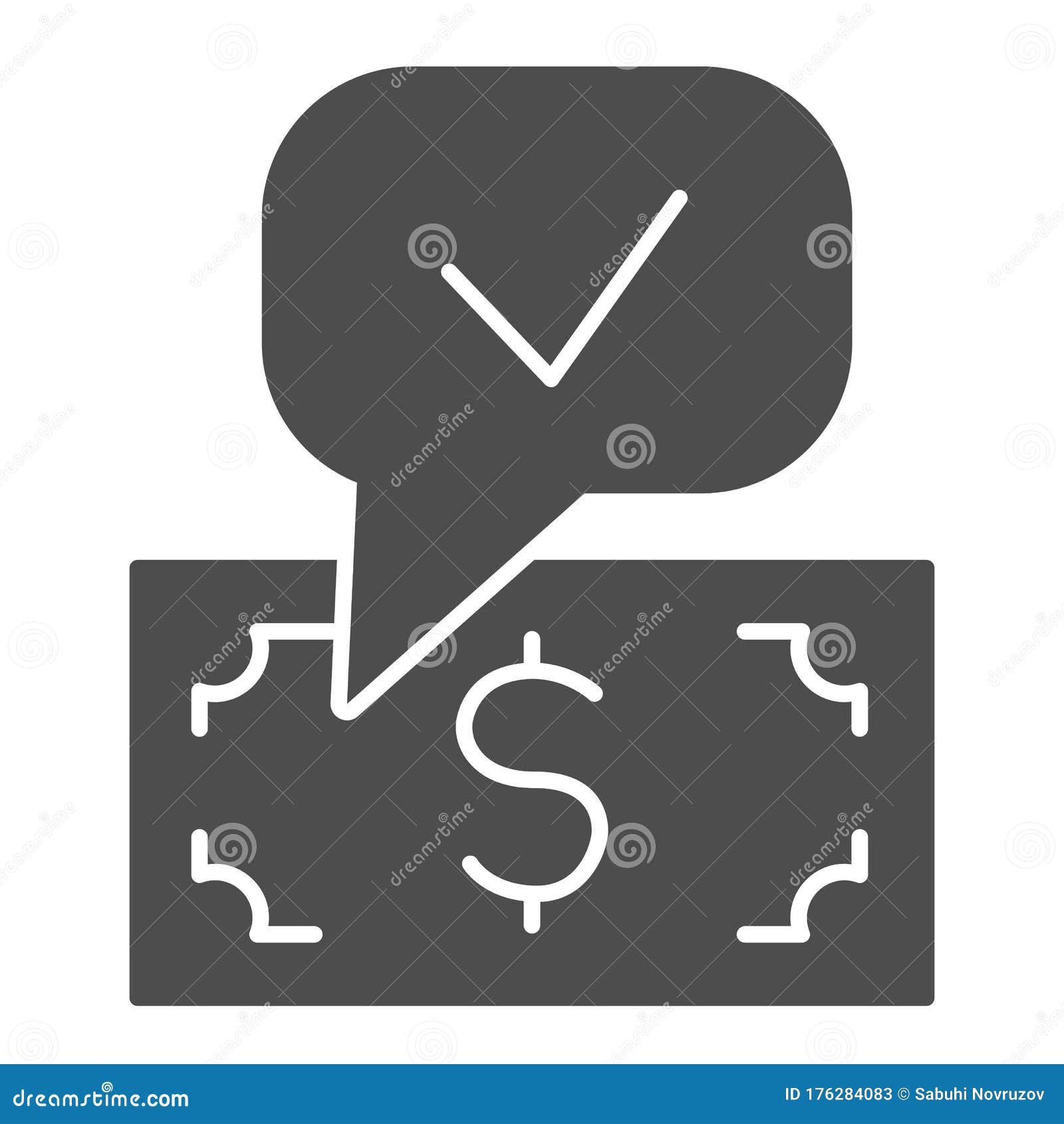 dollar and mark buble solid icon. accepted banknote, cash payment , glyph style pictogram on white background
