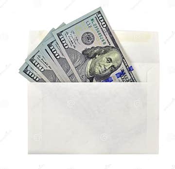 Dollar Money in the Envelope on White Stock Photo - Image of letter