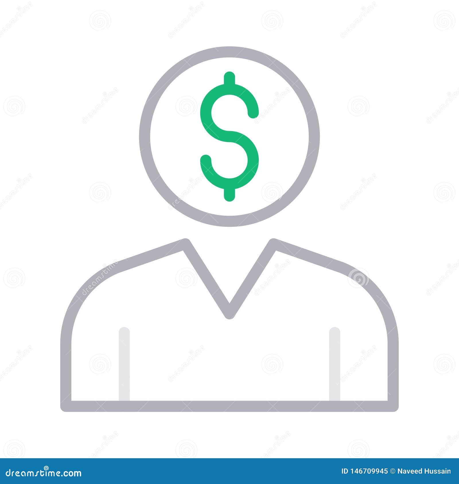 Download Dollar Profile Thin Line Color Vector Icon Stock Vector - Illustration of icons, element: 146709945