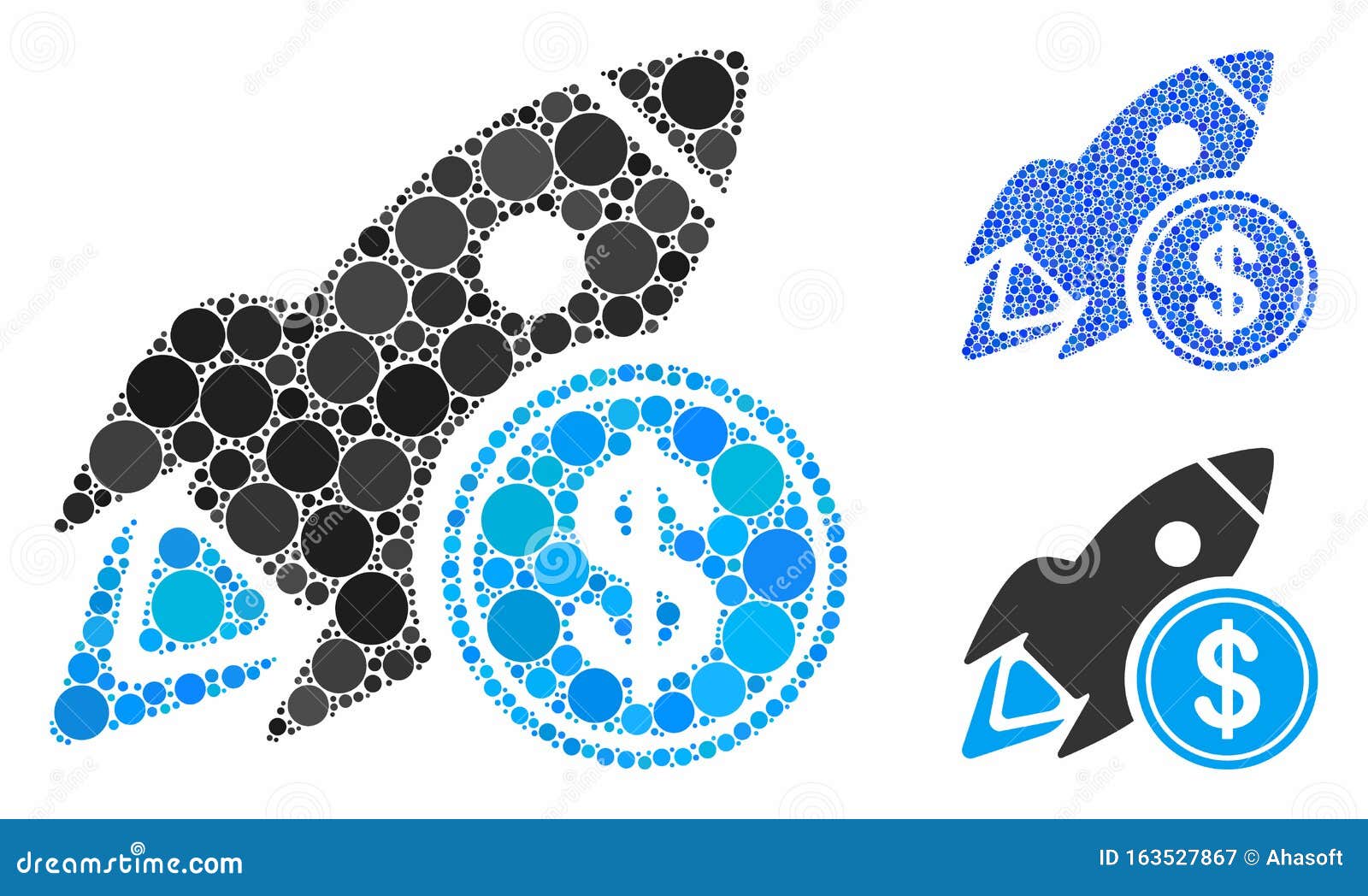Dollar Rocket Mosaic Icon Of Round Dots Stock Illustration Illustration Of Element Illustration