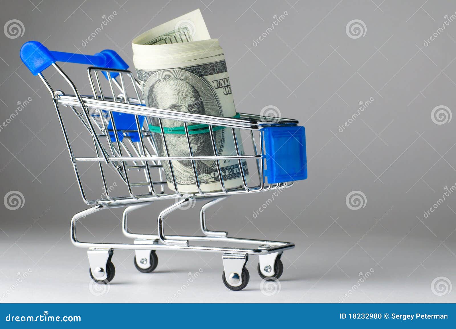 Dollar in shopping cart stock photo. Image of face, object 18232980