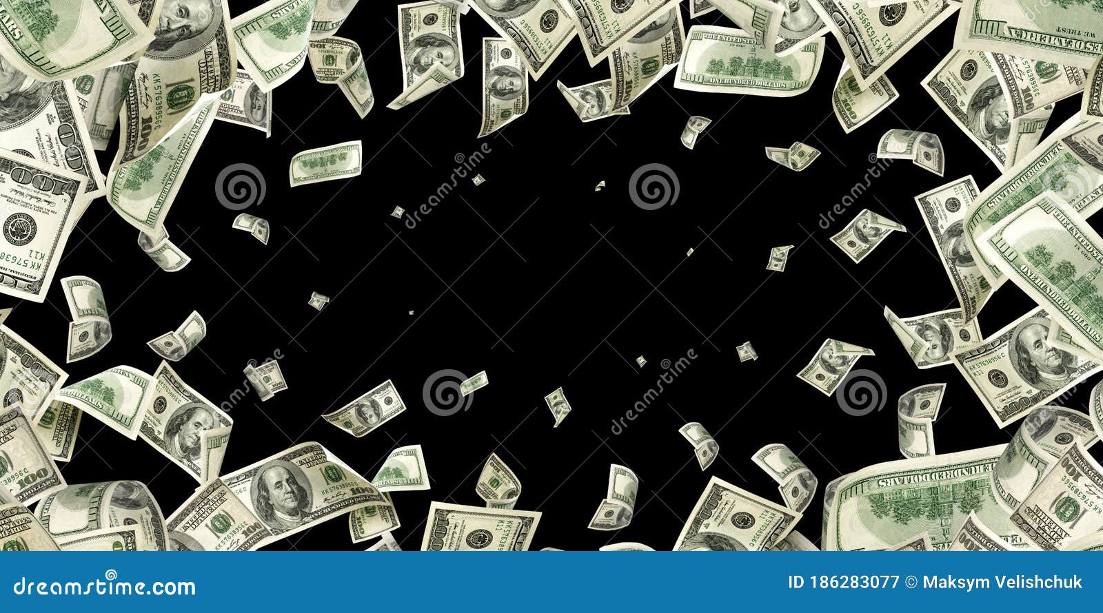 Dollar Sign. American Money. Cash Black Background, Us Bill Stock Image -  Image of paper, explosion: 186283077