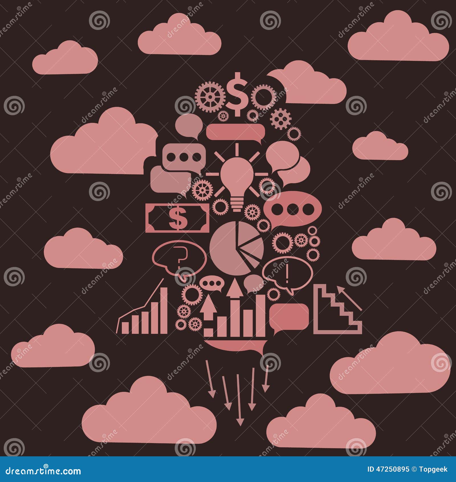 Dollar Sign Chart Graph Bubble in Sky Cloud Stock Vector Illustration