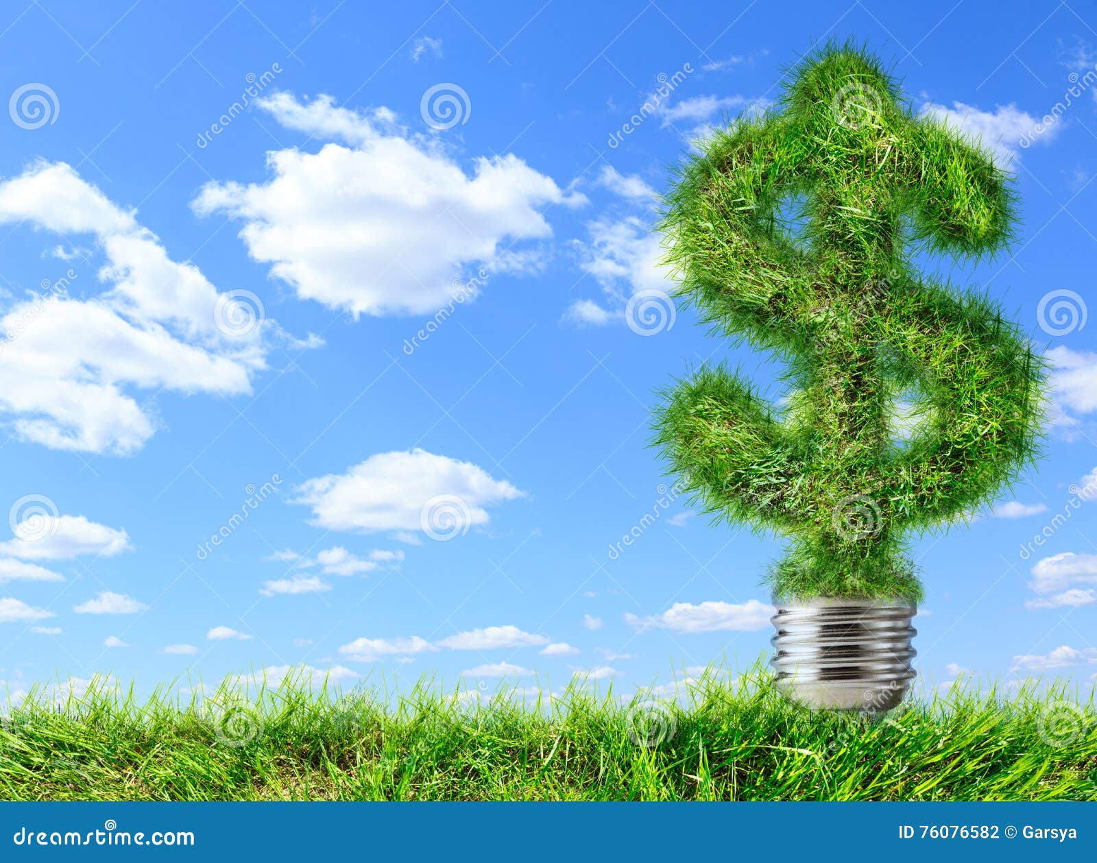 Dollar Sign Made of Grass on Blue Sky Stock Photo Image of emblem