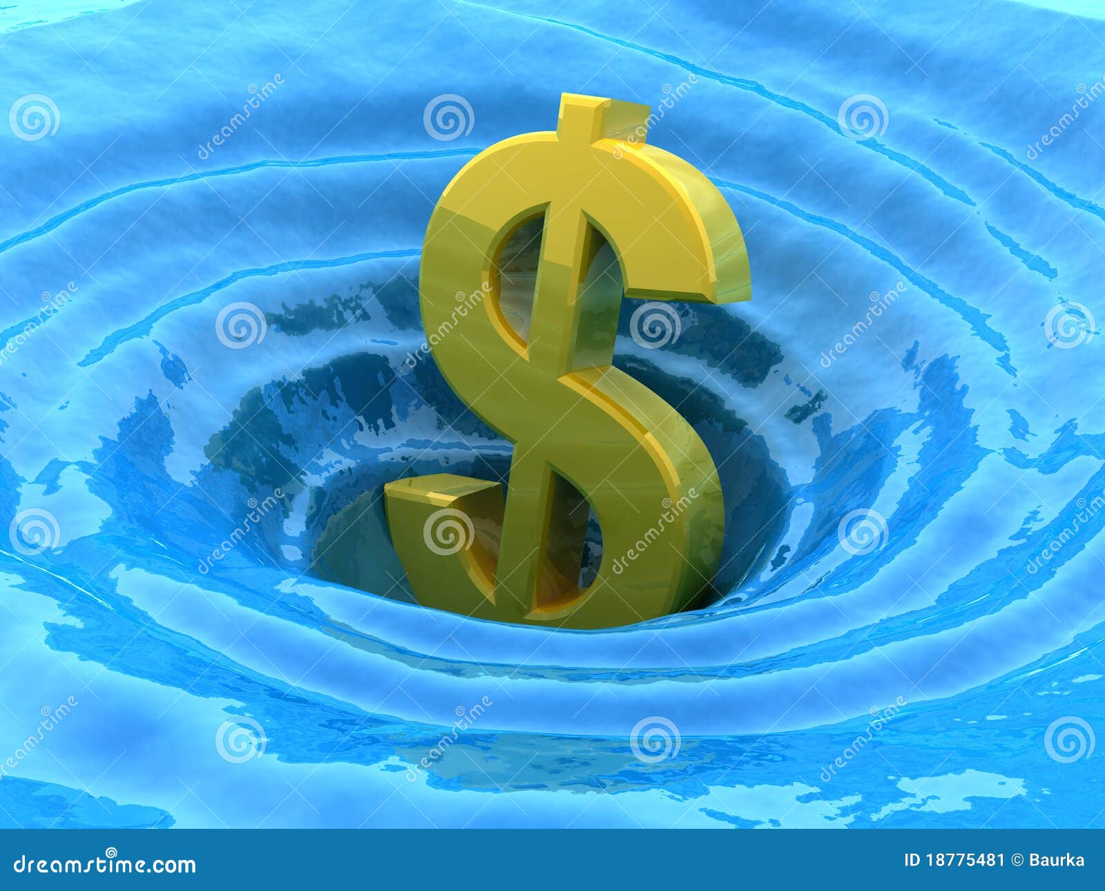 Dollar sinks stock illustration. Illustration of liquid 18775481