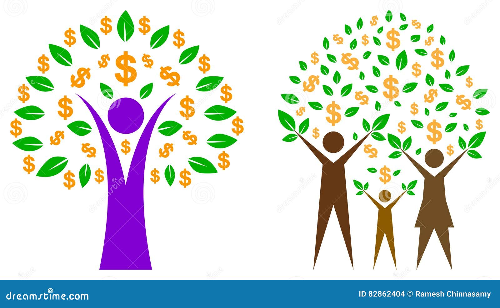 Dollar tree stock vector. Illustration of care, concept 82862404