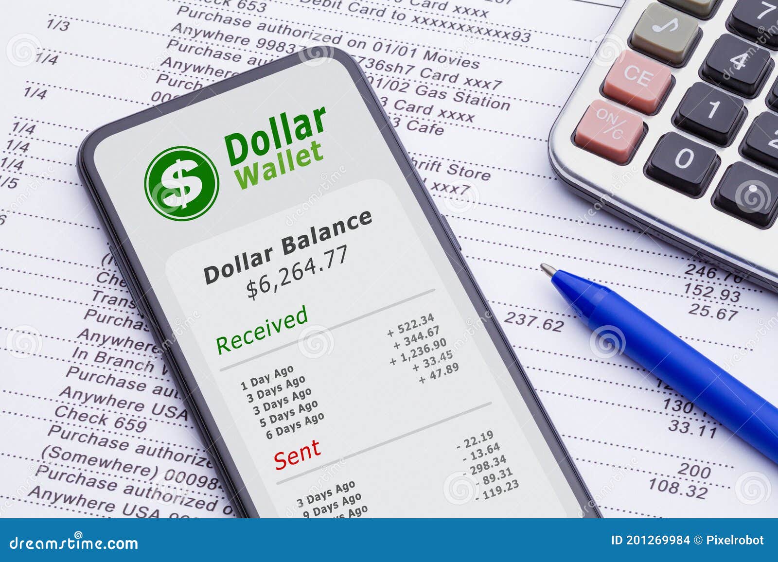 Dollar Wallet stock photo. Image of calculator, bank - 201269984