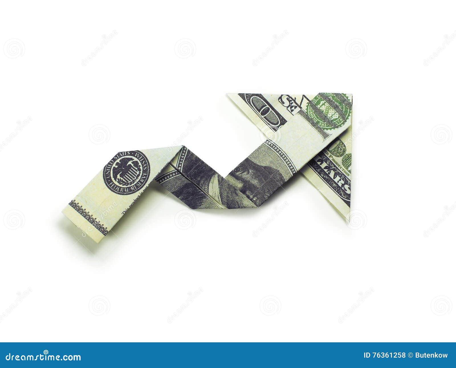 Dollars arrow origami stock photo. Image of investing 76361258