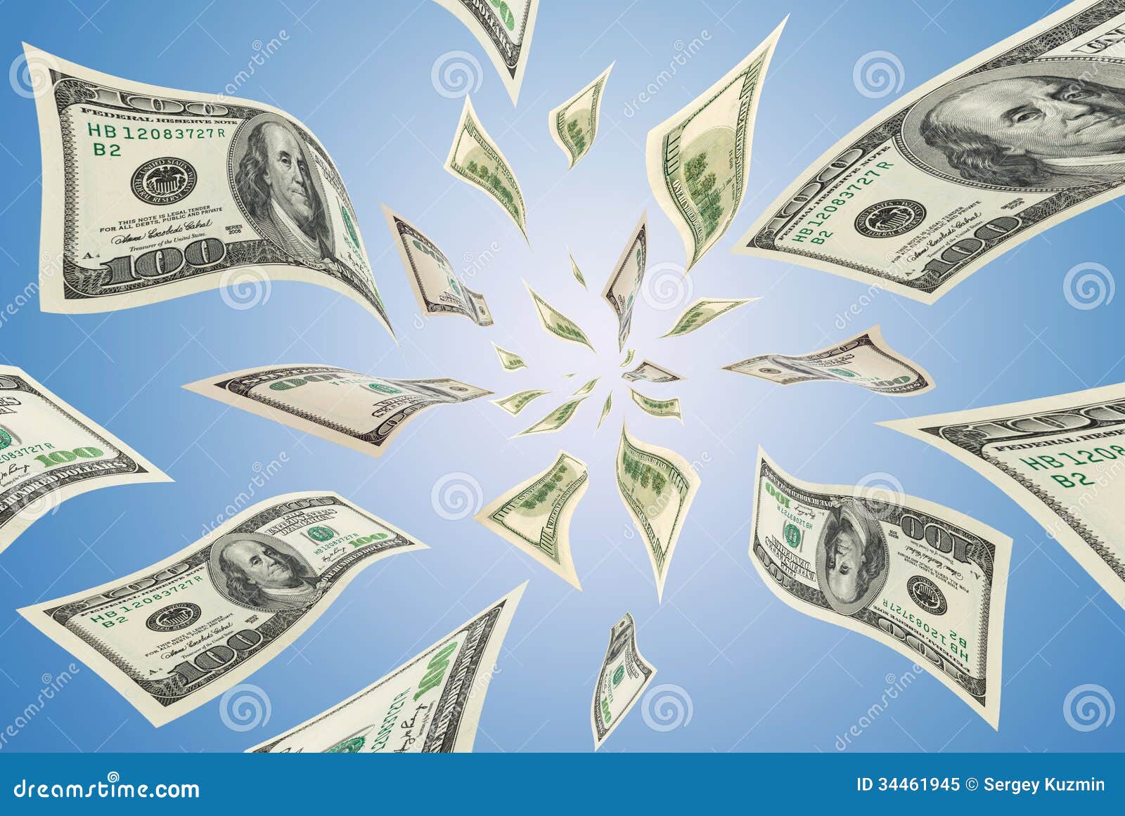 Dollars In Flight. Royalty Free Stock Photo - Image: 34461945