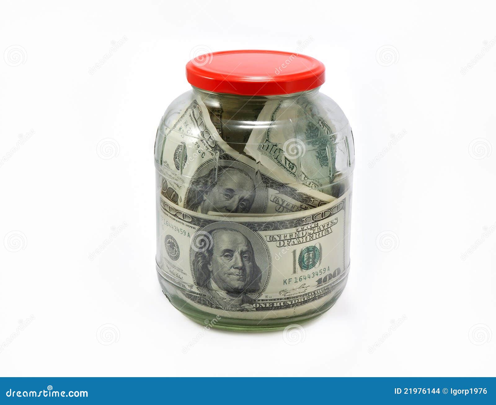 Dollars in a glass jar stock photo. Image of dollar, isolated 21976144