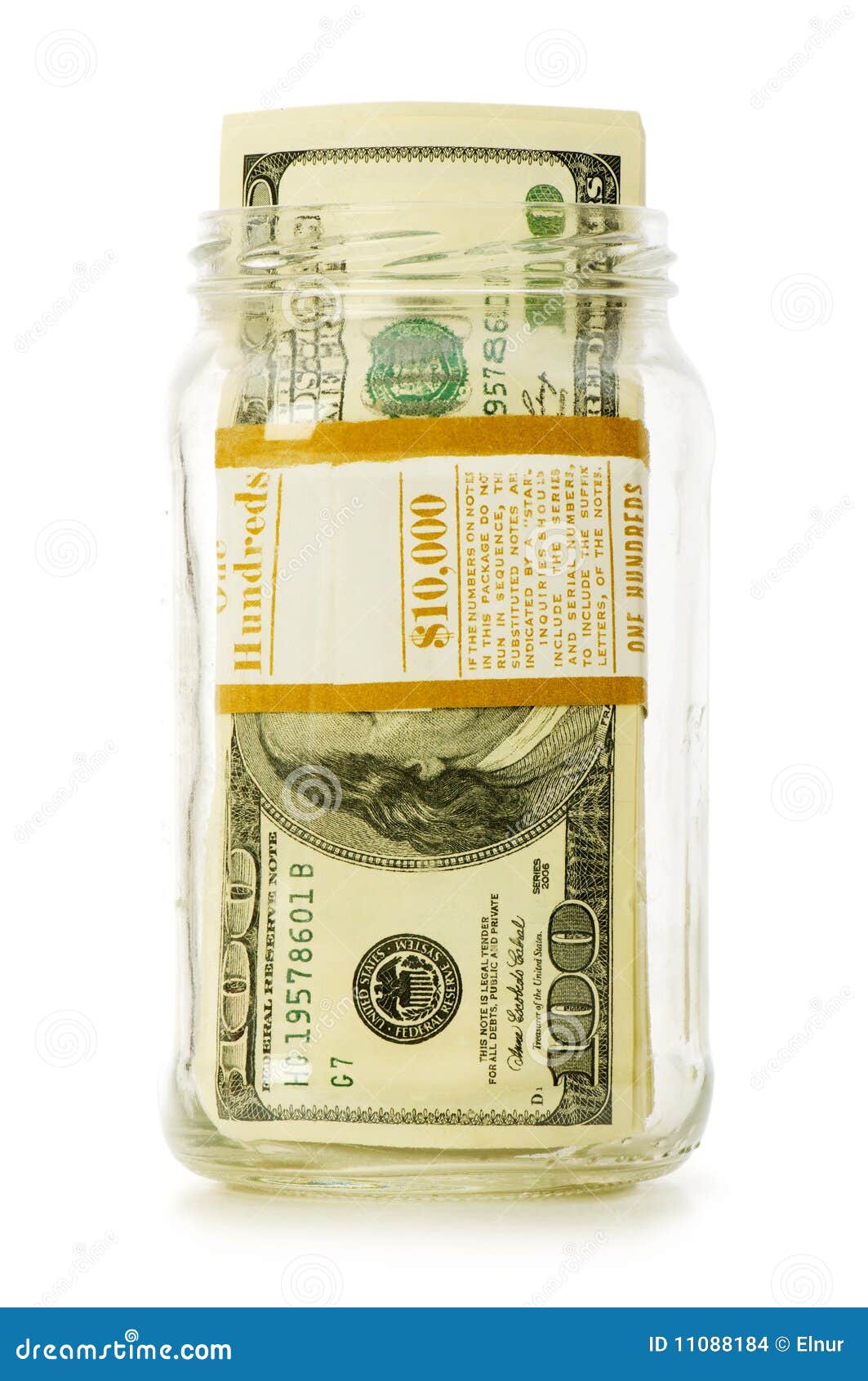 Dollars in Glass Jar Isolated Stock Photo Image of wage, container