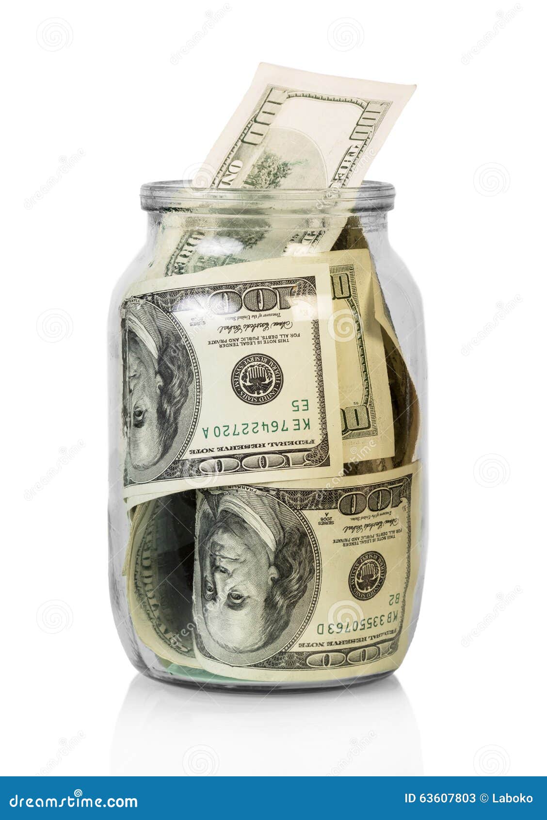 Dollars in Glass Jar on White Stock Image Image of paper, green 63607803