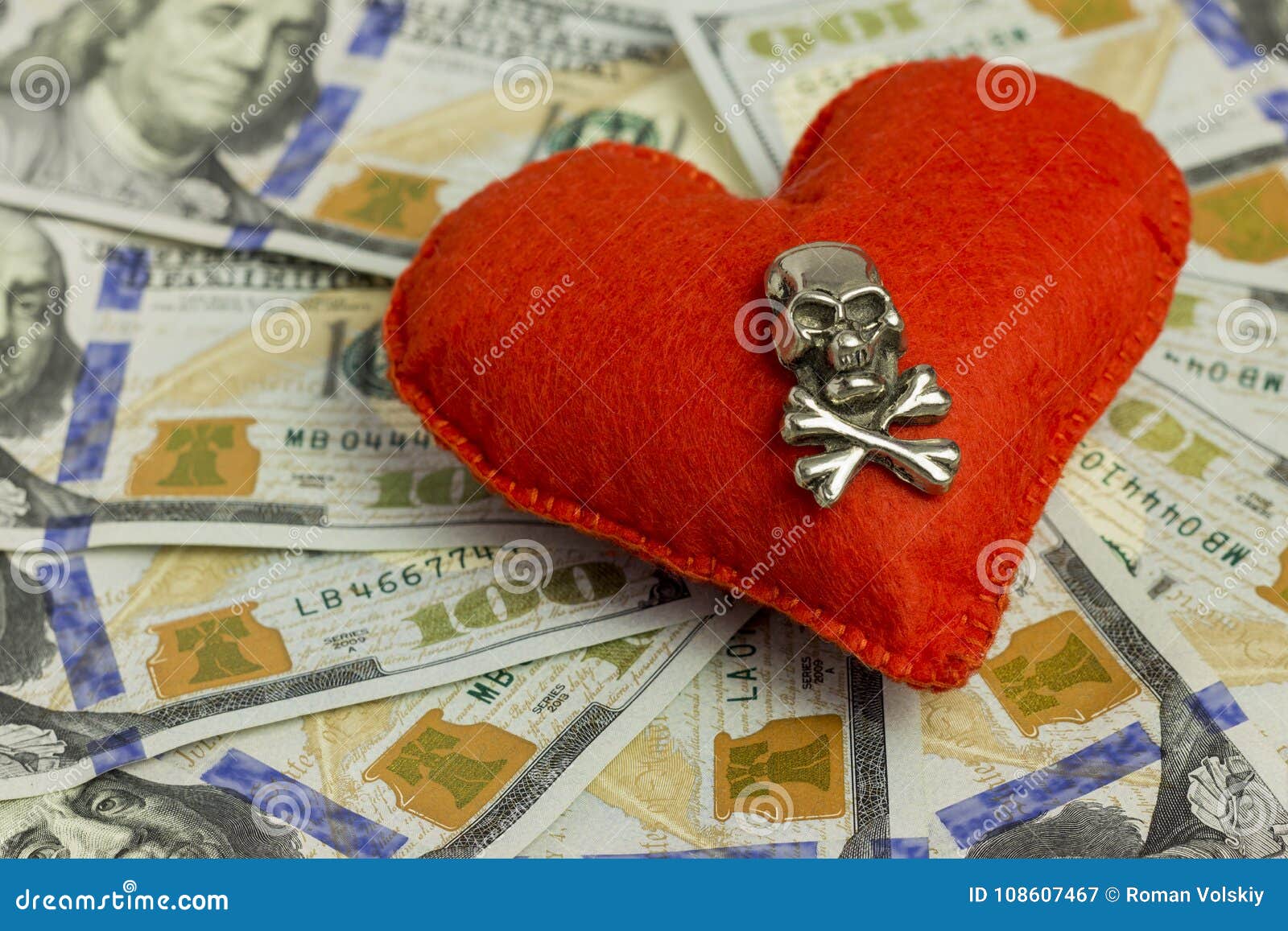 Dollars, Heart, Death. Concept Wedding Contract, Dangerous Love ...