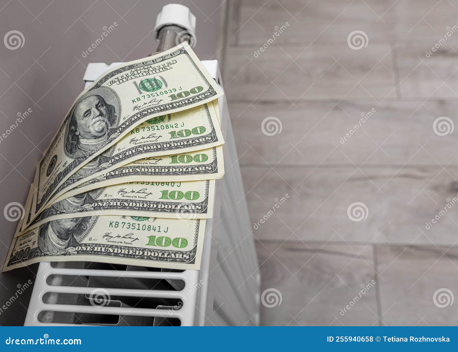 Dollars on the Heater. Payment for Heating Stock Photo Image of