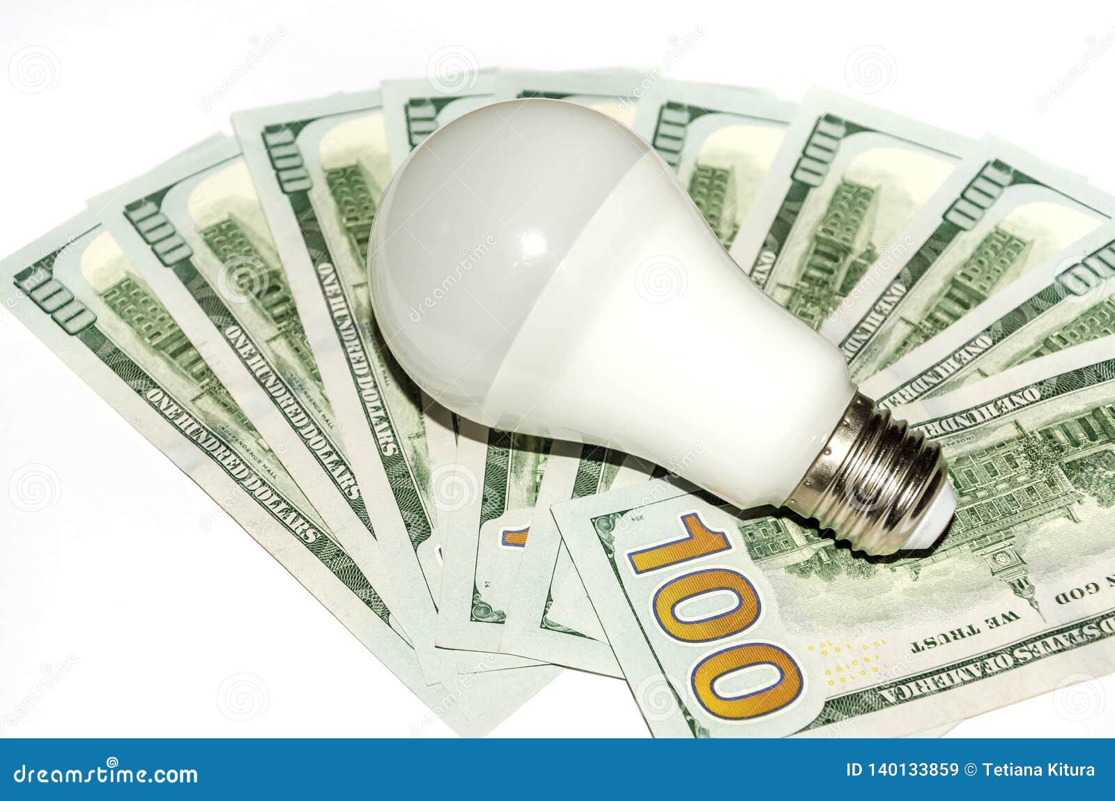 Dollars, Light Bulb Isolated On White Stock Image Image of