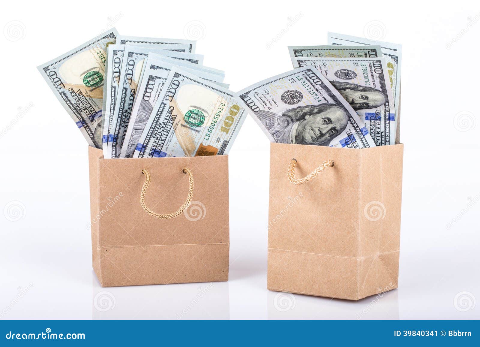 Dollars in shopping bags stock image. Image of gift, business 39840341