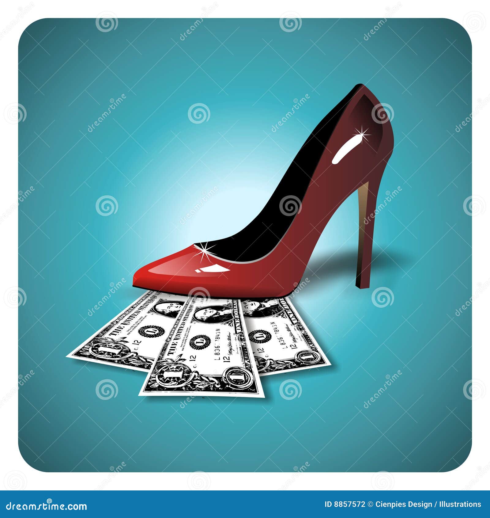 Dollars Under a Red Stiletto Stock Vector - Illustration of check, girl ...