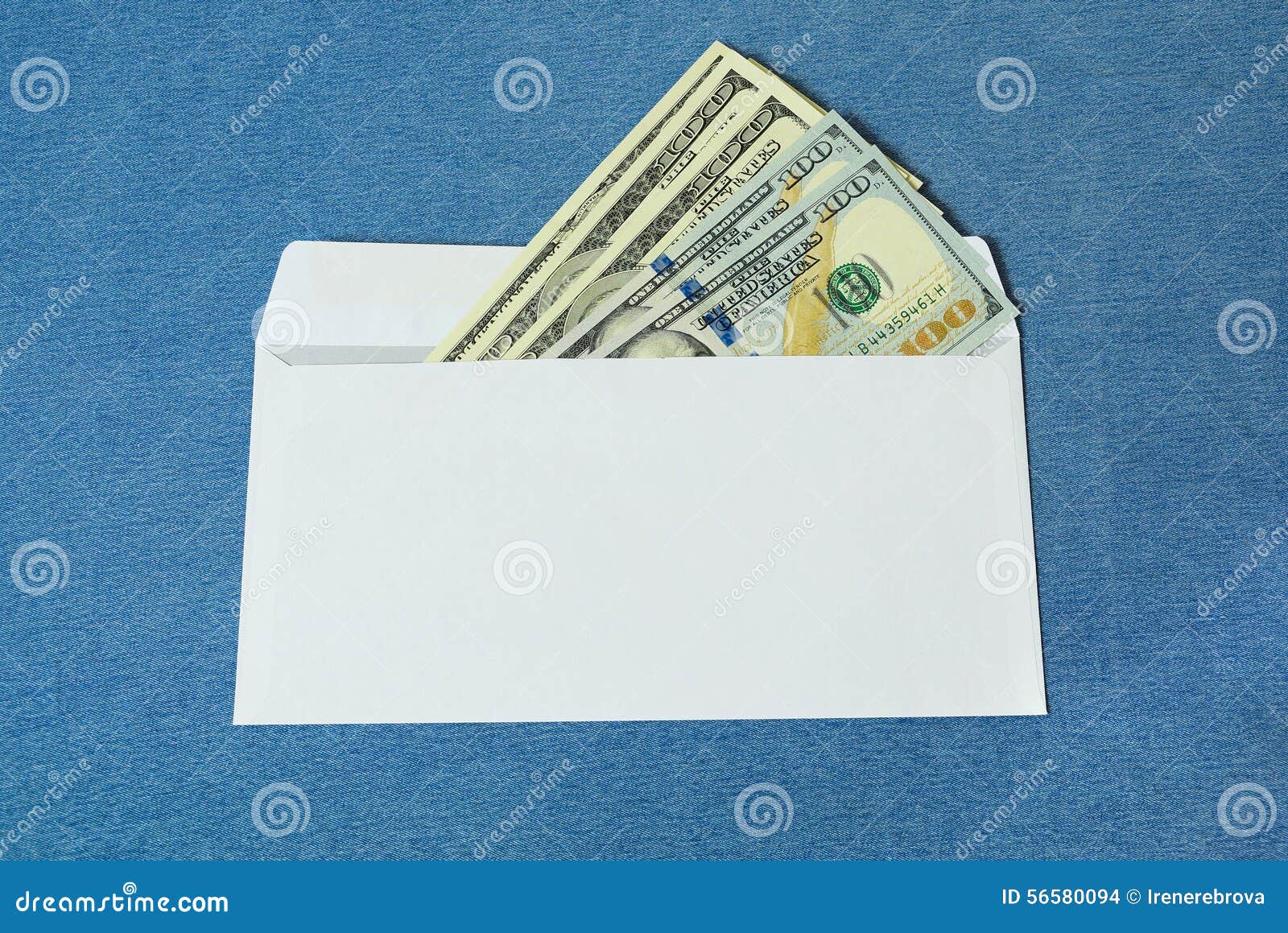 Dollars in a White Envelope. Stock Photo Image of crime, finance
