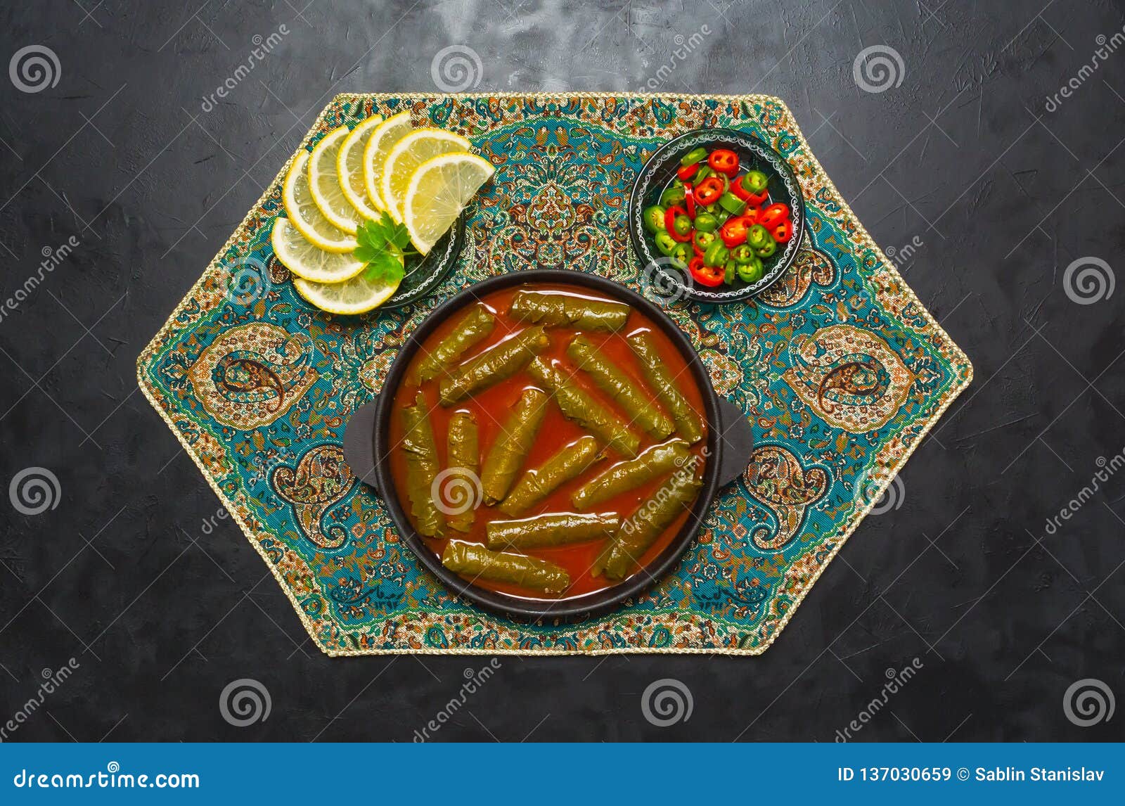 Dolma Stuffed Grape Leaves. Iranian Cuisine Stock Image Image of