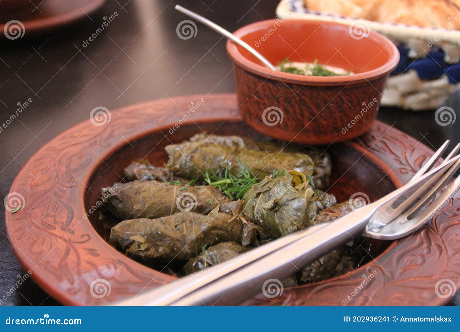 Dolma, Turkish Grape Leaf Stuffed with Lamb Meat and Rice Stock Image Image of mustache
