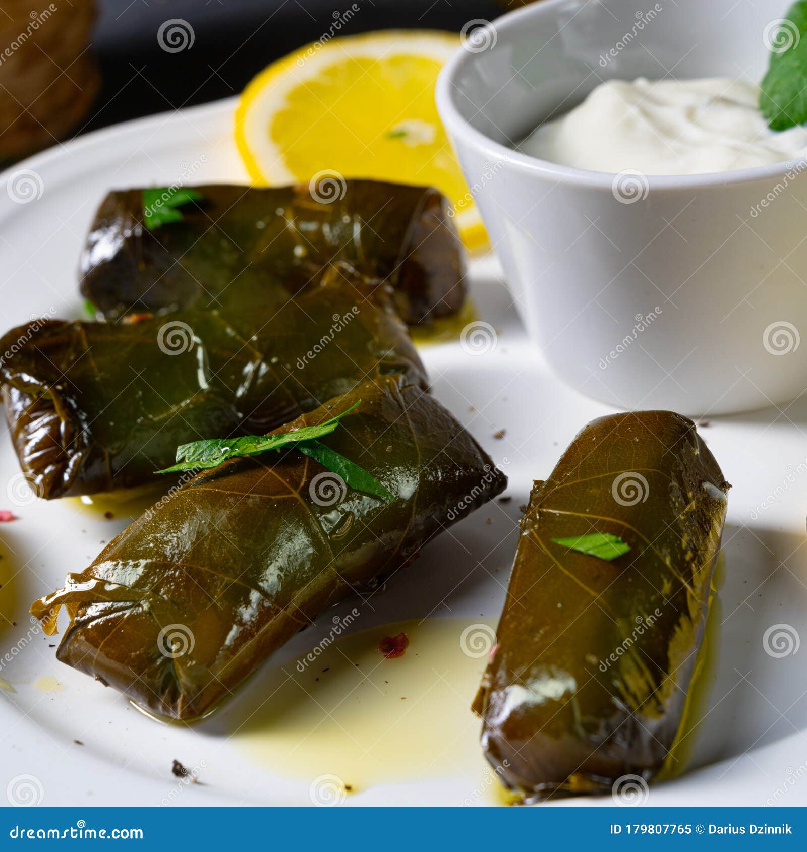 Dolmades Stuffed Grape Leaves the Greek Way Stock Image Image of