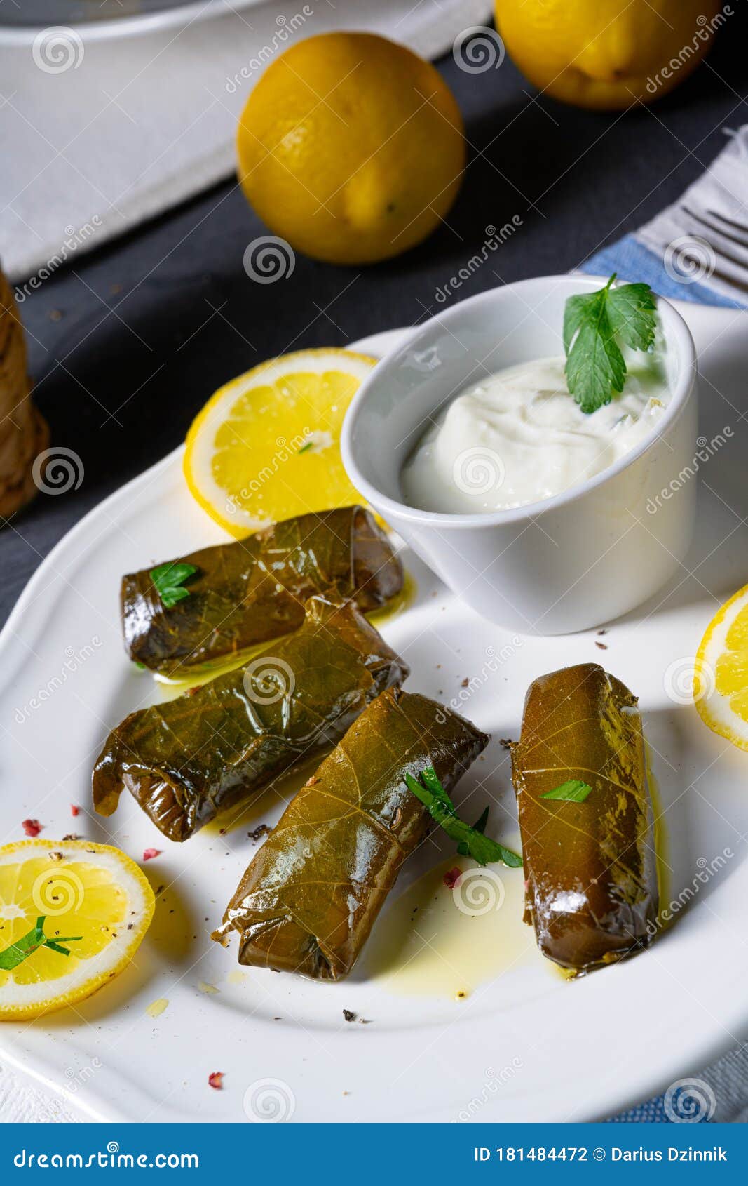 Dolmades Stuffed Grape Leaves the Greek Way Stock Photo Image of