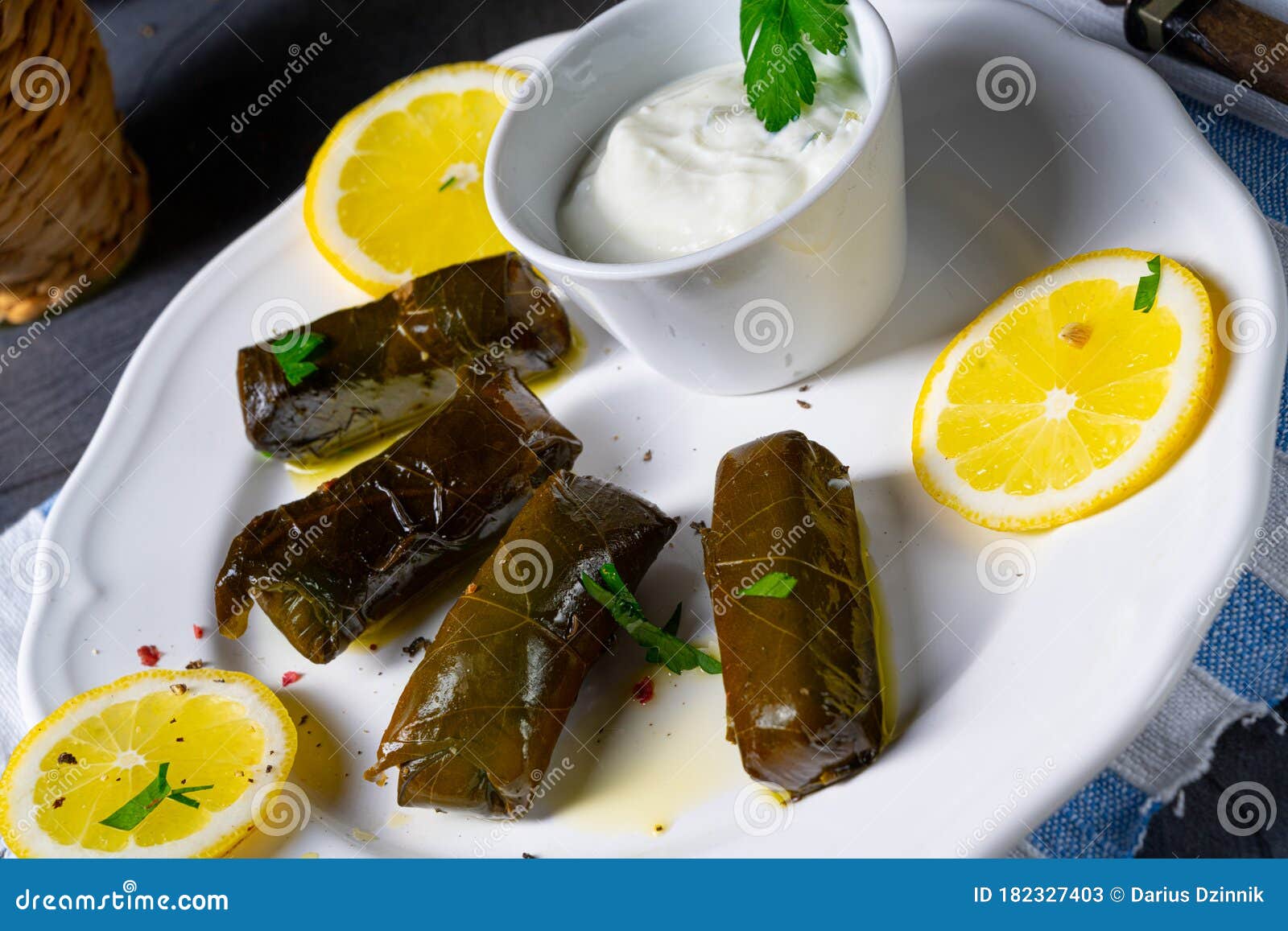 Dolmades Stuffed Grape Leaves the Greek Way Stock Image Image of