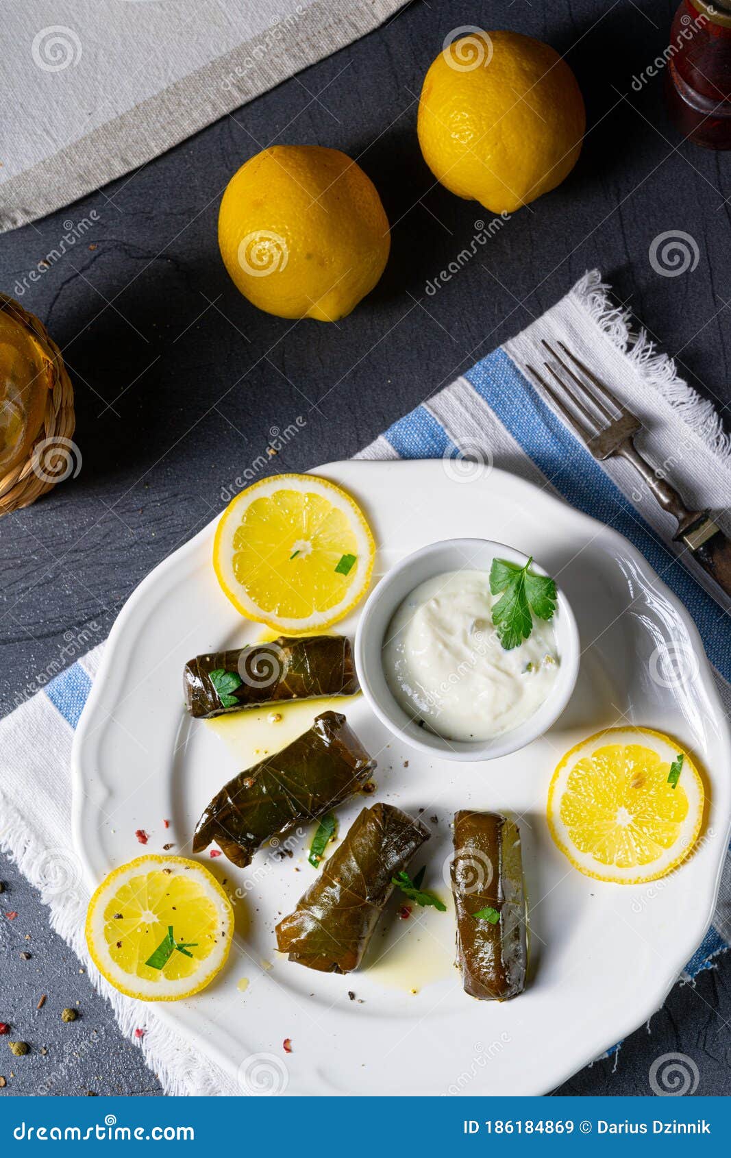 Dolmades Stuffed Grape Leaves the Greek Way Stock Image Image of