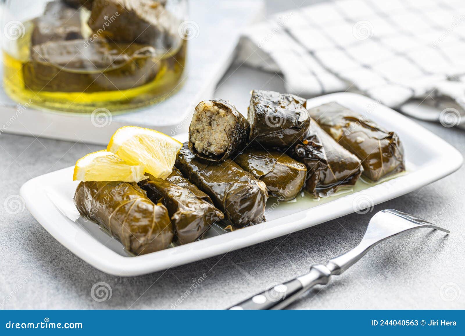 Dolmades. Stuffed Vine Leaves. Greek Appetizer on Plate Stock Image Image of sarma, tasty