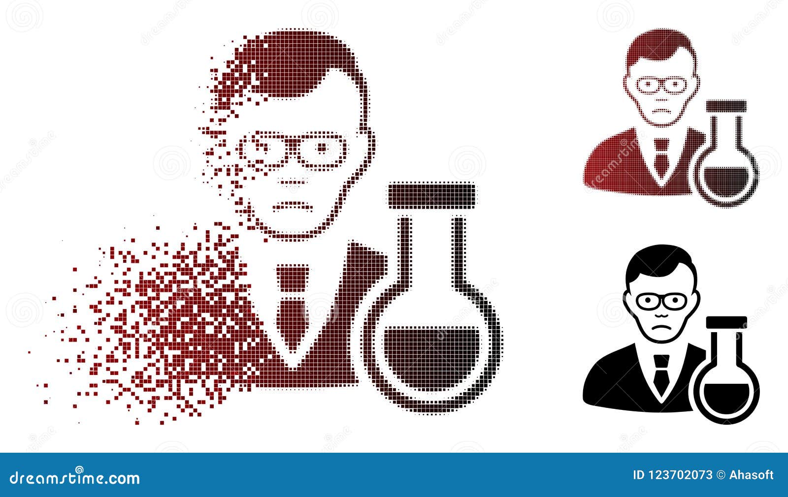 dolor shredded pixel halftone chemist icon