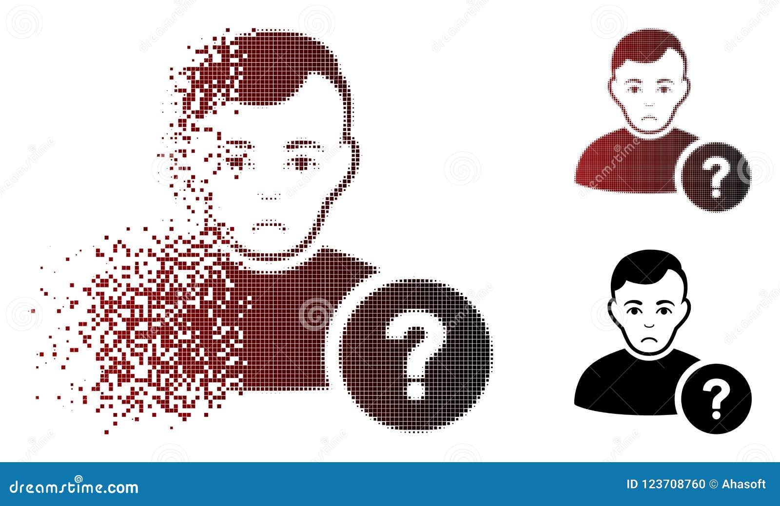 dolor fractured pixel halftone user question icon