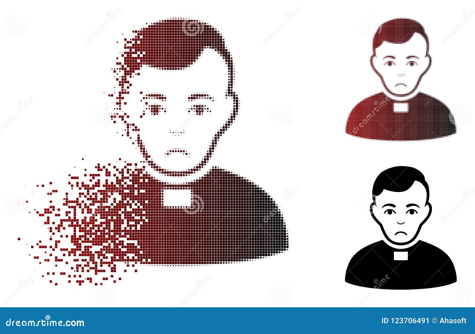 dolor dissipated pixelated halftone priest icon