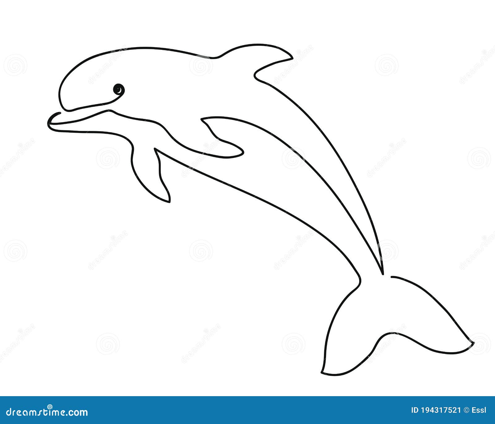 Dolphin. Continious One Line Art Drawing. Cute Animal Contoure Silhouette.  Vector Modern Outline Illustration Stock Illustration - Illustration of  fish, nature: 194317521