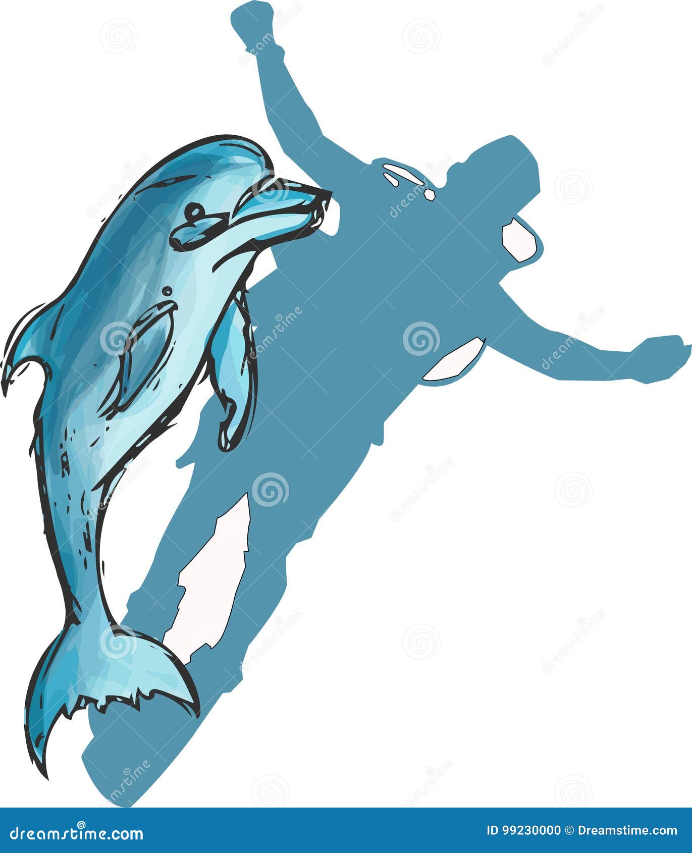 Dolphin set hand drawn stock illustration. Illustration of jump 99230000