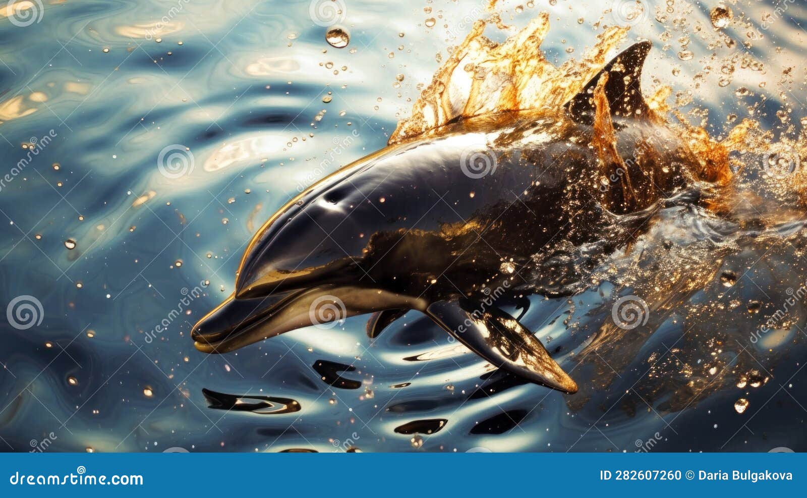 dolphin suffering from water pollution by oil. mammals come into contact with oil slicks while swimming or breathing near the