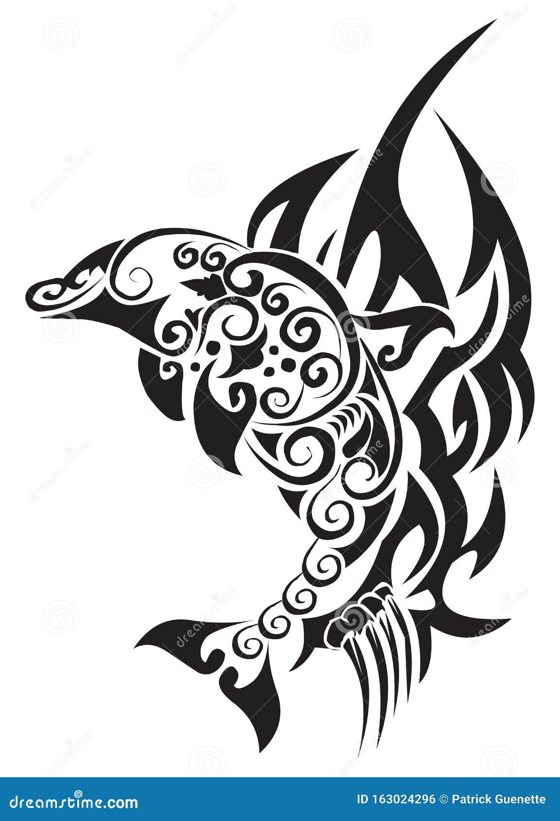 Dolphin tattoo shape Royalty Free Vector Image