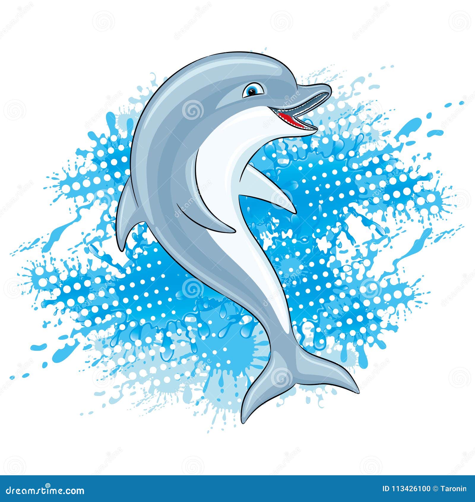 Dolphin and water splash. stock vector. Illustration of fresh 113426100