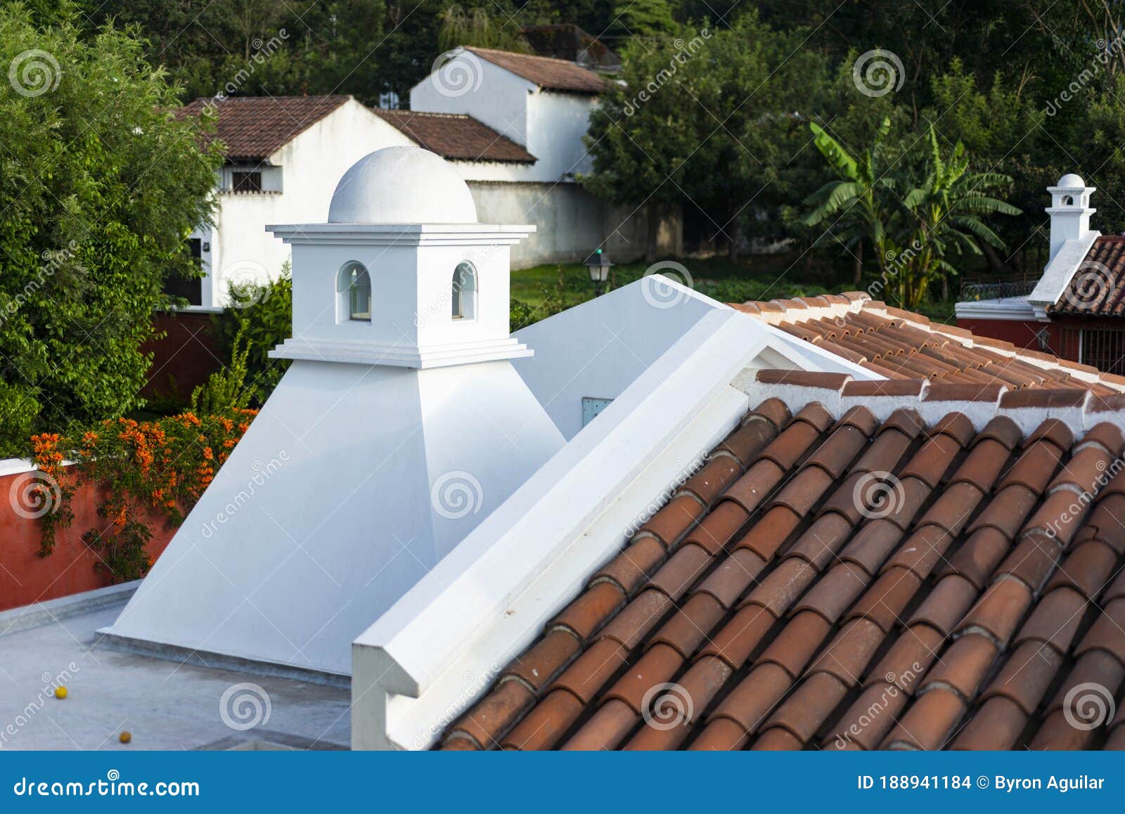 Dome or Cupola in Colonial House of La Antigua Guatemala, Central America.  Stock Photo - Image of historic, cross: 188941184